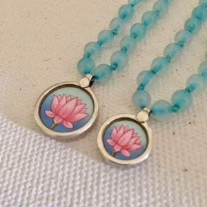Pink Lotus Flower Mala Necklace - Circle of Light Collection