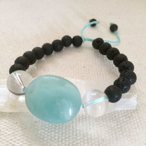 Amazonite bracelet, lava beads and clear quartz
