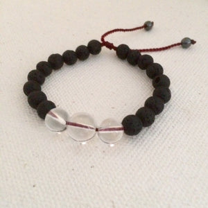 Darkness into Light Bracelet  Clear and Lava Stones