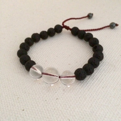 Darkness into Light Bracelet  Clear and Lava Stones
