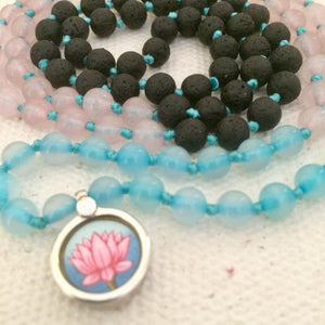 Pink Lotus Flower Mala Necklace - Circle of Light Collection