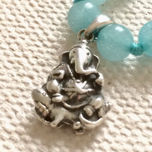 Ganesha Mala Necklace with Aquamarine