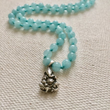 Ganesha Mala Necklace with Aquamarine